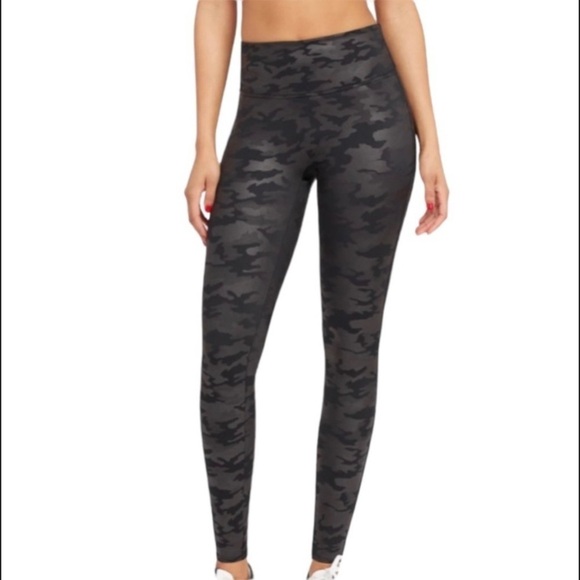 lena Gabrielle Pants - LENA GABRIELLE CAMO BLACK FAUX LEATHER LEGGINGS